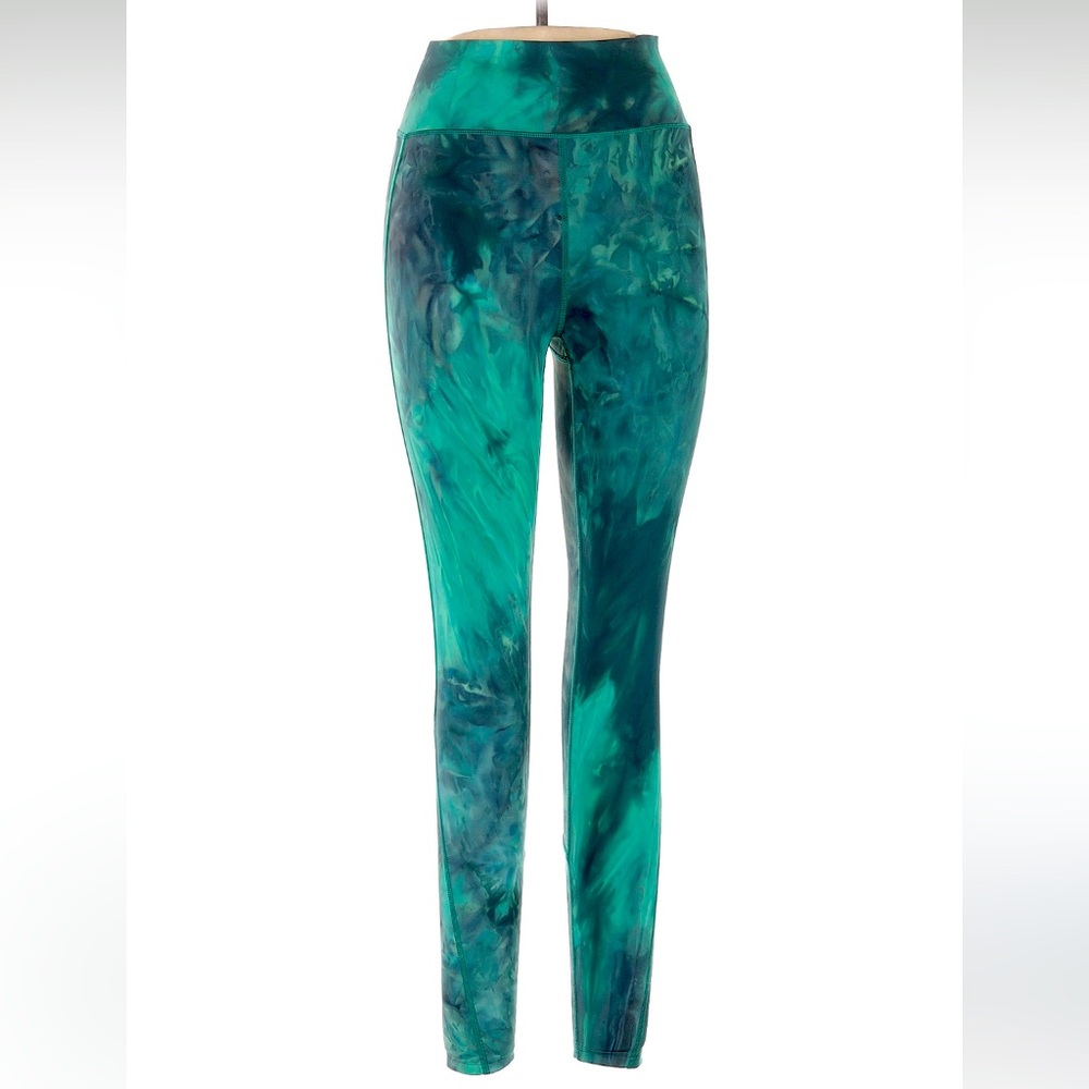 Kari Traa Green + Black Marble Swirl Full Length Leggings (Size Medium)